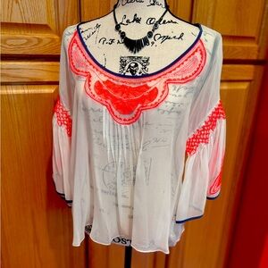 Beautiful Sheer blouse - smocking, embroidery and pin-tuck detail Silk